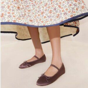 XYD Women's Satin Brassy Brown Mary Jane Ballet Flats